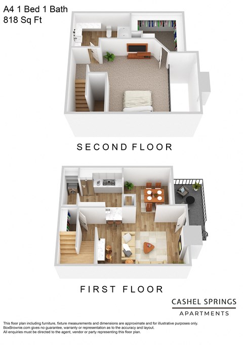 Floor plan for 1 bed, 1 bath, 818 sqft